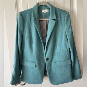LOFT Teal Herringbone Blazer